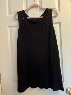 Denim 24/7 Women’s Black Openwork Knit Shell Sleeveless Top Medium